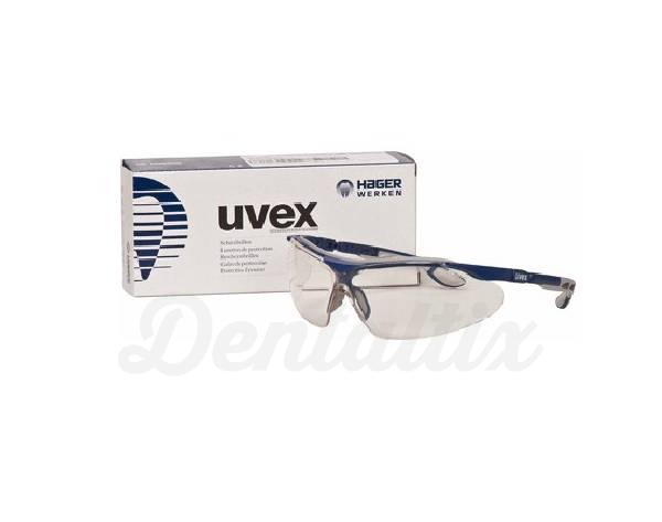 Hager iSpec Comfort Fit: Gafas de Protección Ocular Ajustable con Lente Transparente y Montura azul/gris