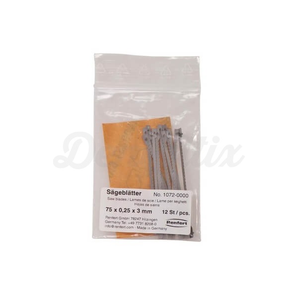 Hojas de Sierra para Laboratorio Dental (12 uds) - 76 x 0,25 x 3 mm Img: 202408101