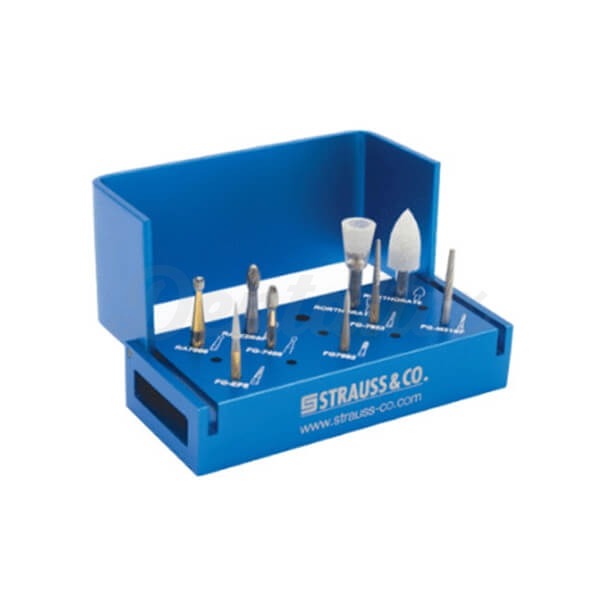 Kit para Eliminar Adhesivo Ortodoncia. Contiene 9 Fresas con Organizador Img: 202306031