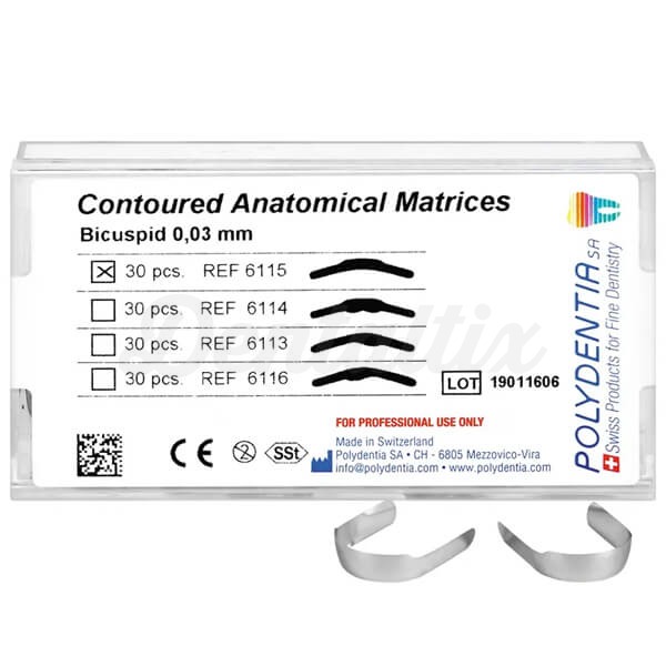 Matrices Anatómicas de Acero Inoxidable para Premolares y Molares (30 uds) - Molar profundo Img: 202501251
