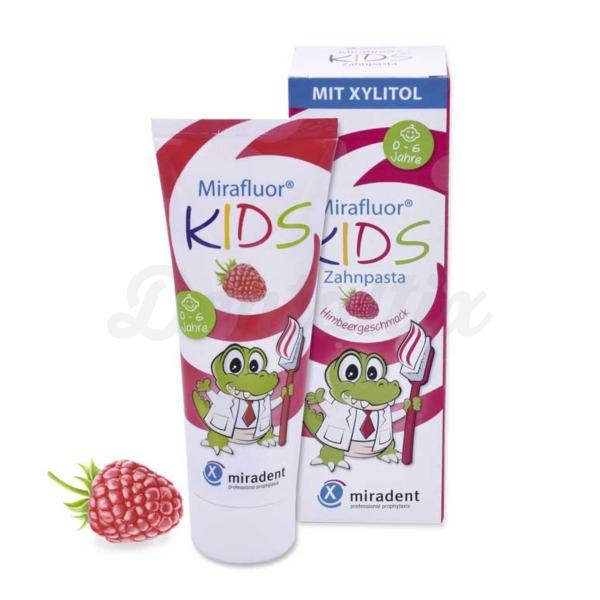 Mirafluor® Kids pasta de dientes Tubo 75 ml de frambuesa Img: 202207091