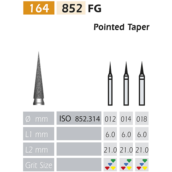 Frese Diamantate Dentali | Cono Invertito FG #1312 Grana Standard, 10 Pezzi Per Odontoiatria E Laboratorio