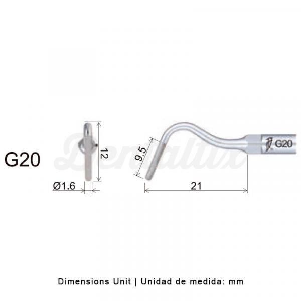 Punta ultrasonidos Woodpecker G20 compatible EMS, Tallado DIAMANTADA Img: 202201291