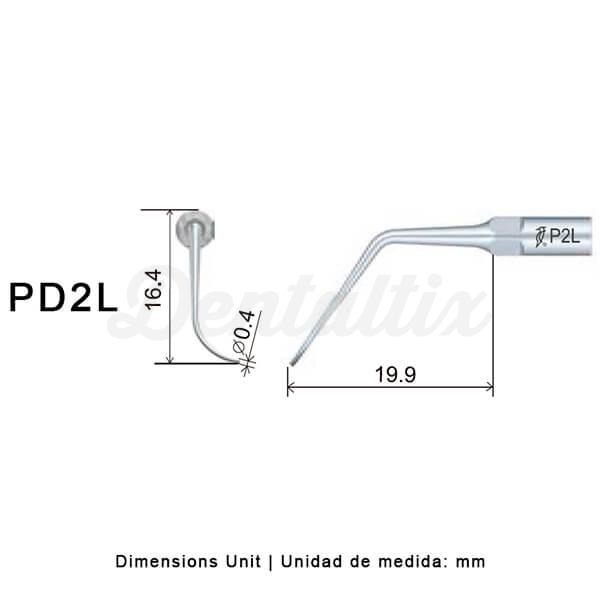 Punta ultrasonidos Woodpecker DTE PD2L compatible SATELEC, Perio (lado izquierdo) Img: 202201291