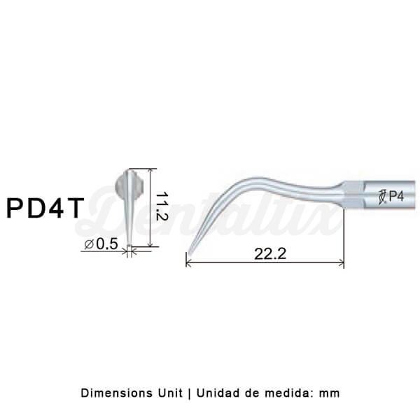 Punta ultrasonidos Woodpecker PD4T compatible Satelec, Perio, TITANIO Img: 202201291