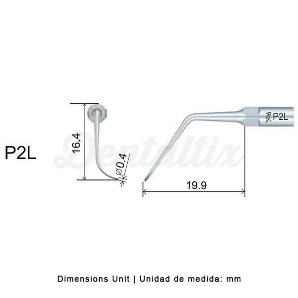 Punta ultrasonidos Woodpecker P2L compatible EMS, Perio (lado izquierdo) Img: 202201291