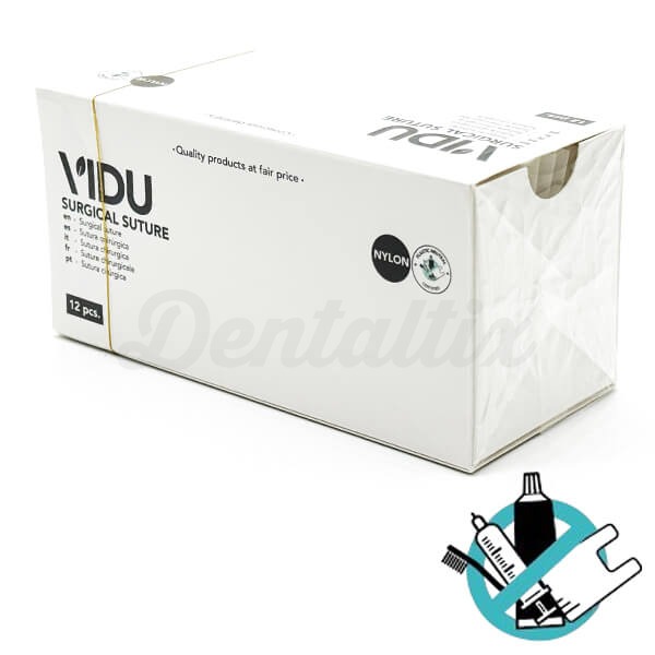 Sutura de Nylon Monofilamiento No Absorbible (12 Ud.) - F: 3/8 Círculo -P: Triangular -C: 5/0 -M: 1 -L.H: 75 cm -L.A: 19 mm Img: 202504051