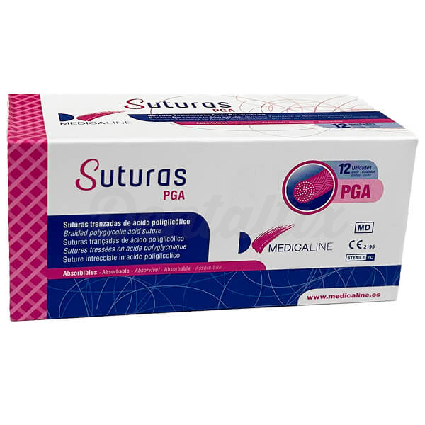 Sutura PGA Absorbible y Trenzada (12 uds) - F: 3/8 Círculo -C: 4/0 -L.H: 45 cm -L.A: 20 mm Img: 202508161