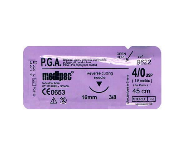 Suturas PGA 3/8 16mm 45 cm - 4/0 45 cm