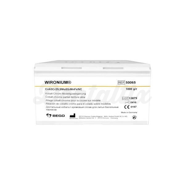 Wironium: Aleación de Cobalto-Cromo para Modelos Dentales (1 kg) Img: 202408101