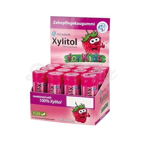 Xylitol Gum Kids Chicle sin azúcar con xilitol Display 12 botes x 30 piezas Fresa Img: 202207091