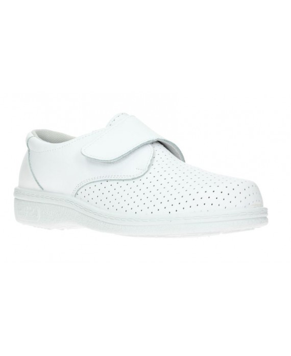 Zapato de Piel con Velcro Blanco Azules de Vergara - Dentaltix