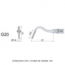 Punta ultrasonidos Woodpecker G20 compatible EMS, Tallado DIAMANTADA Img: 202201291