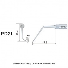 Punta ultrasonidos Woodpecker DTE PD2L compatible SATELEC, Perio (lado izquierdo) Img: 202201291