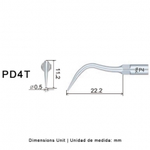 Punta ultrasonidos Woodpecker PD4T compatible Satelec, Perio, TITANIO Img: 202201291