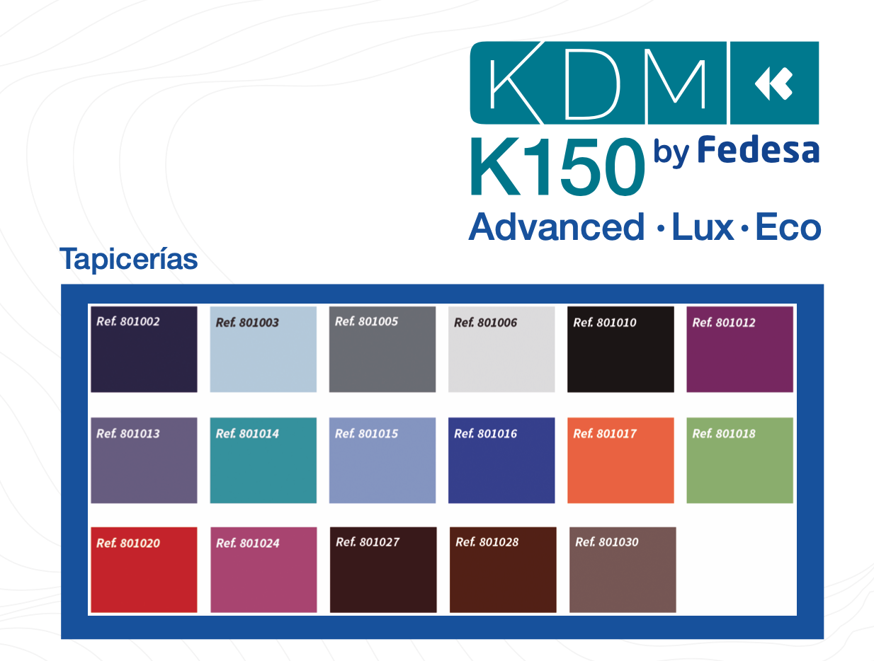 Tapicerías disponibles para unidad dental K150 KDM by Fedesa