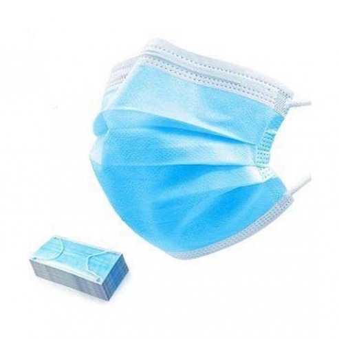 Masque rectangulaire triple couches bleu(50u.) Img: 202010171