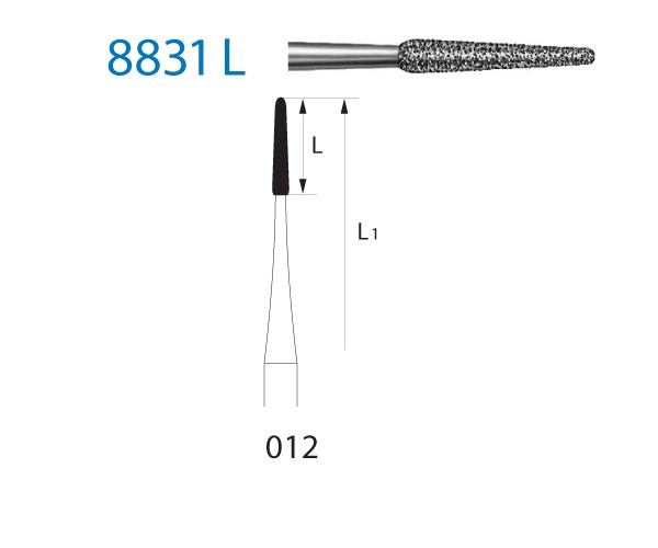 Fraise diamantée conique ronde 831L pour CA (5 pcs) - T : 012 - G : Fin Img: 202408101