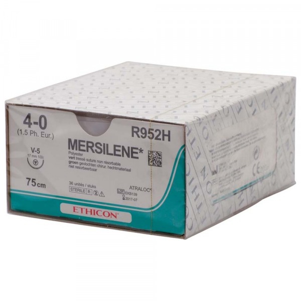 Mersilene : Suture non résorbable en polyester - 36 pièces - T : V5 - C : 4 - L.H : 75 cm Img: 202411301