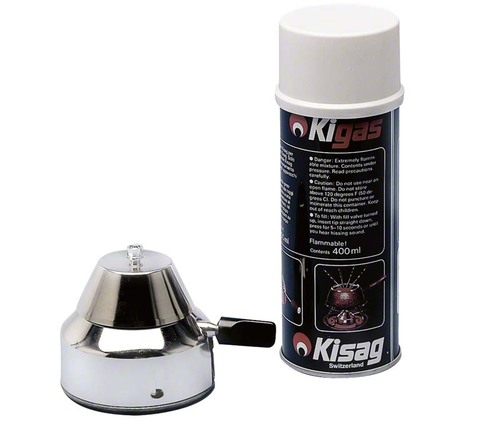 Brûleur à Gaz Kisag 1KW - Pour Fondues, Barbecues De Table - Recharge Gaz 400ml - Réglage Flamme Précis