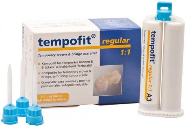 Tempofit® Regular 1:1 - Composite bis-acrylique standard 1:1 - 2 x 75 g A1, 10 embouts mélangeurs Img: 202109181