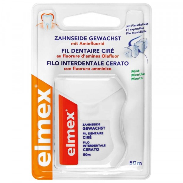 Elmex : Fil dentaire avec distributeur (50 m) - Avec de la cire Img: 202411301