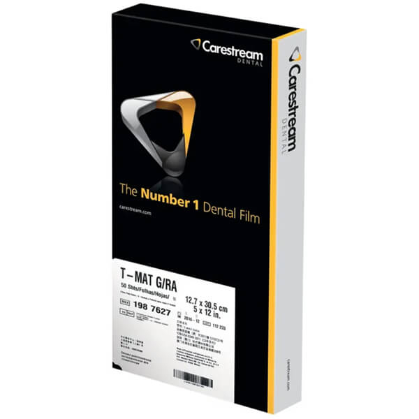 T-Mat G/RA : Film radiographique extra-oral - 12,7 x 30,5 cm (50 pièces) Img: 202505241