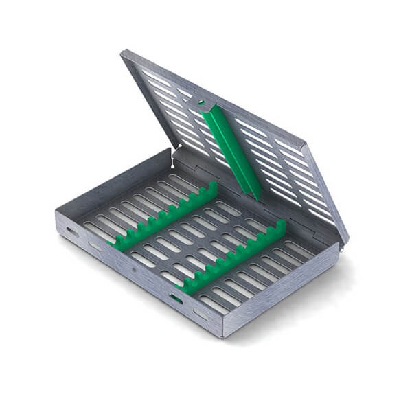 Cassette pour instruments dentaires - 10 instruments Verte (18 x 13) Img: 202503081