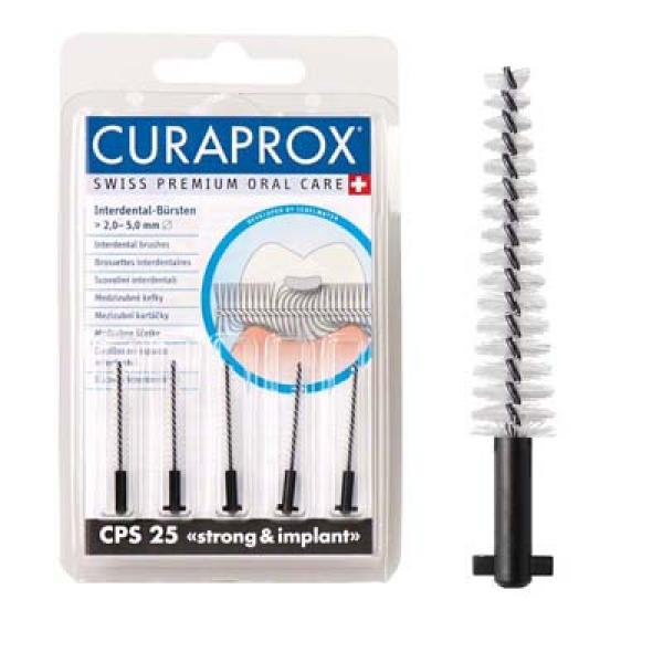 Curaprox CPS : Brossettes interdentaires pour implants (5 unités) - Noir Ø 2 mm Img: 202008291