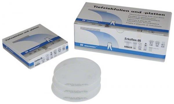 Erkoflex 95 - Plaques thermoplastiques (120mm) - 50 pièces transparentes, Ø 1,5 mm, épaisseur 1 mm : Img: 202008291
