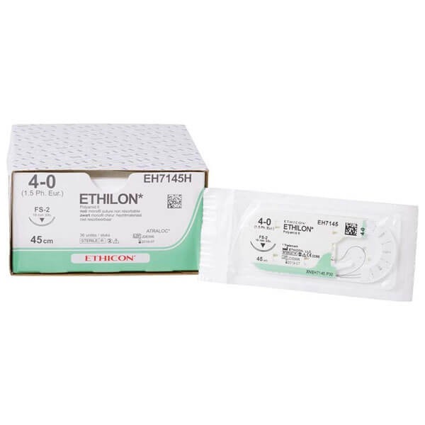Ethilon : Suture monofilament noire non résorbable (36 pcs) - T : FS2 -C : 4/0 - L/H. 45 cm Img: 202503081