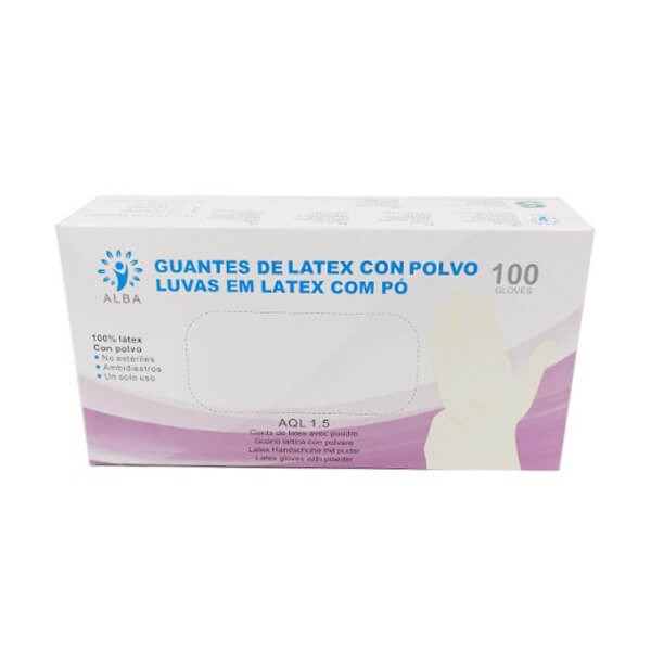 Gants en latex non stériles avec poudre (100 pièces) - TAILLE XS Img: 202503081