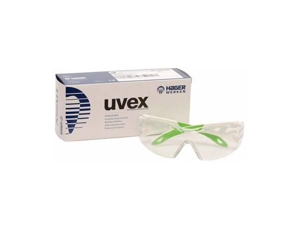 Hager iSpec Pure Fit:  Lunettes de protection pour visage (différentes couleurs)-Monture verte et blanche, verre transparent. Img: 202010171