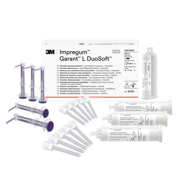 IMPREGUM GARANT L DUOSOFT POLYÉTHER (4x50ml. + 20 POINTES MELANGE) EMPREINTE Img: 202409071