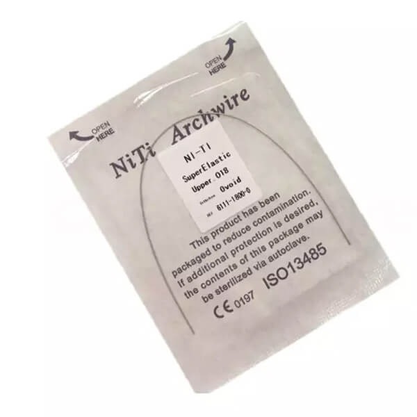 Arcs en NiTi super-élastique de forme Europe II (10 pcs) - Fond rectangulaire 0,016" x 0,016" Img: 202411301