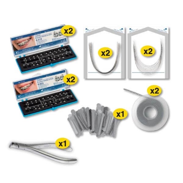 Pack orthodontique (Brackets + bagues + arcs + ligatures + chaînes + pinces) Img: 202308191