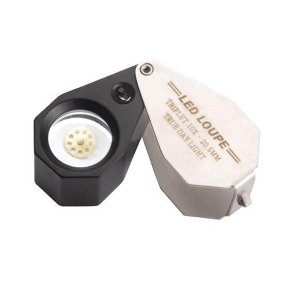 Loupe chromée Triplet avec grossissement 10x et LED Img: 202202191