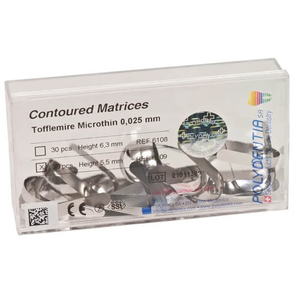 Matrices Tofflemire de 0,025 mm d’épaisseur (30 pcs) - 6,3 mm Img: 202503151