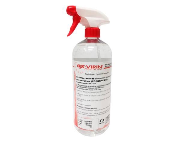 OX-VIRIN Prêt à l'emploi : Désinfectant virucide (1, 5 et 20 L) - Bouteille 1L avec pulvérisateur Img: 202202051
