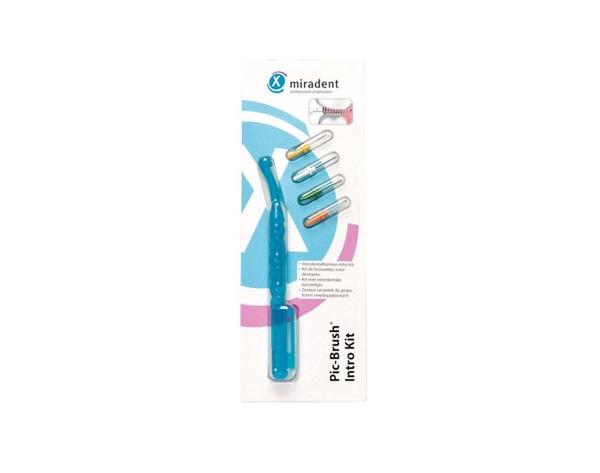 Pic-Brush®: Brosses interdentaires avec support et pièces de rechange-Support bleu transparent + 4 pinceaux Img: 202010171