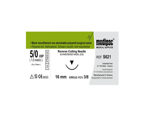 Sutures en polyamide 45cm 3/8 circ.16mm - 5/0 45cm 3/8 circ.16mm Img: 202101091