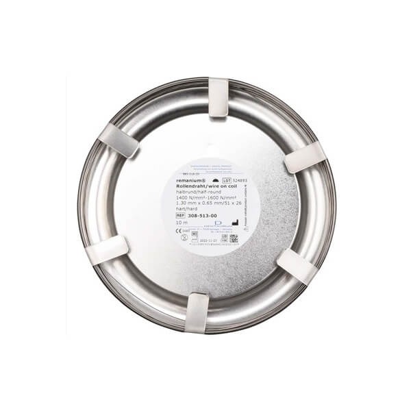 Remanium : Fil dentaire en rouleau - Demi-rond - dur (1,30 x 0,65 mm) Img: 202503081