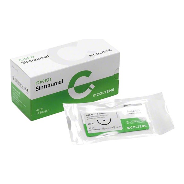Suture avec aiguille - Non résorbable - Sintraumale (12 pièces) - Noir, DS 20, métrique 1,5, USP 4/0 (12 unités) Img: 202503081