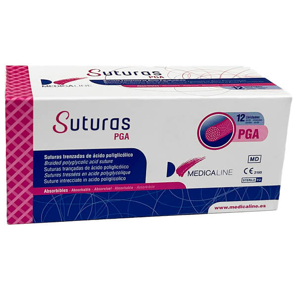 Suture PGA résorbable et tressée (12 pcs) - F : 3/8 Cercle -C : 3/0 -L.B : 45 cm -L.A : 20 mm Img: 202508301