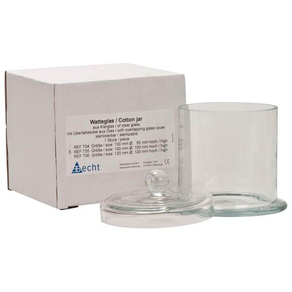 Pot pour coton avec couvercle en verre autoclavable - 100 mm Img: 202503081