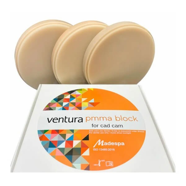 Ventura PMMA Block Monocouche: Bloc pour restaurations dentaires provisoires (98 mm) - A1 (16 mm) Img: 202403161