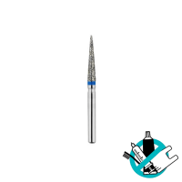 Fraise diamantée FG conique pointue 859 (166) - T : 016 - G : Moyen - L : 10,0 mm Img: 2025101812 Fraise diamantée FG conique pointue 859 (166) - T : 016 - G : Moyen - L : 10,0 mm Img: 2025101812