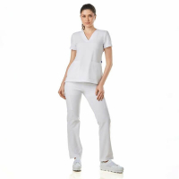 Pyjama hygiénique antibactérien pour femme Catherine Square - L - Blanc Img: 202508301