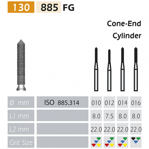 frese FG diamond ISO 885-314-504-010 GIALLO X5UDS. Img: 201807031