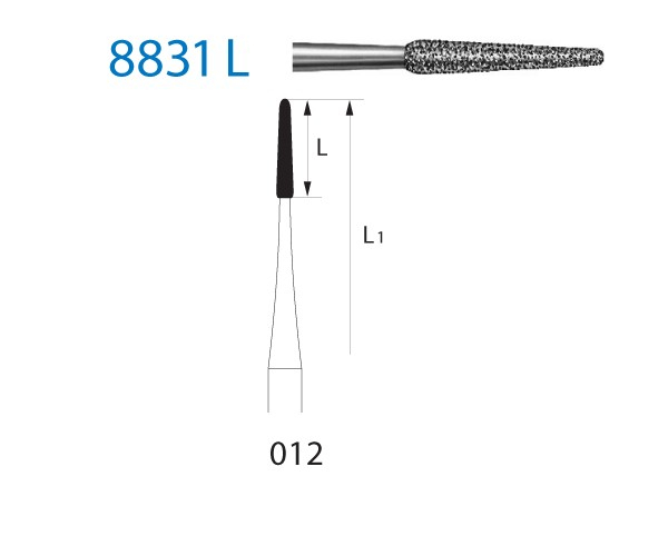 831L Fresa conica arrotondata diamantata per AC (5 pezzi) - T: 012 - G: SOTTILE Img: 202408101